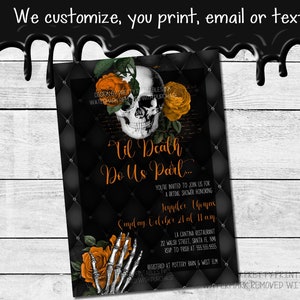 Til Death Do Us Part Bridal Shower Invitation, Halloween Bridal Shower Invitation Printable, Gothic Bridal Shower Invite, Skull Invitation