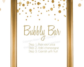 Set of 5 printable white and gold champagne bridal shower signs/ champagne brunch signs/ champagne bridal shower/ mimosa bar