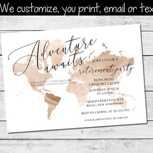 Retirement party invitation, retirement evite, travel retirement invite, digital retirement party invitation, virtual retirement evite