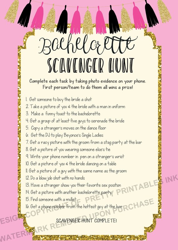 Free Printable Bachelorette Scavenger Hunt Printable World Holiday