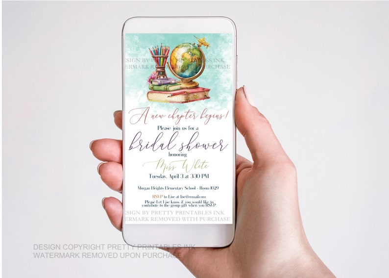 Printable Teacher Bridal Shower Invitation Classroom Shower Etsy