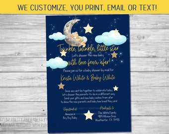 Baby Shower By Mail Invitation, Teddy Bear Baby Shower Invitation, Long Distance Baby Shower Invitation, We Can Bearly Wait Invitation