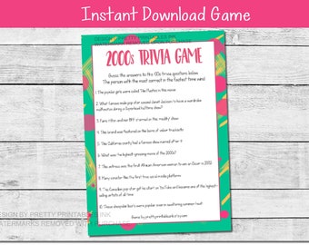 2000s Trivia Game Printable | Girls Night Game | 30th Birthday Game | 40th Birthday Game | Throwback Trivia Game | 2000s Party Game