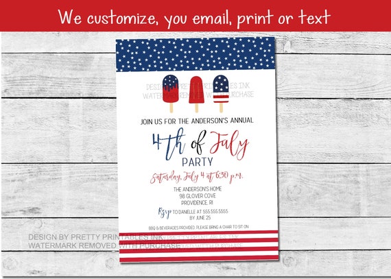 Printable 4th of July party invitation, July 4th party invite digital, Independence Day party invite, July 4th BBQ invite, stars and stripes Il_570xn