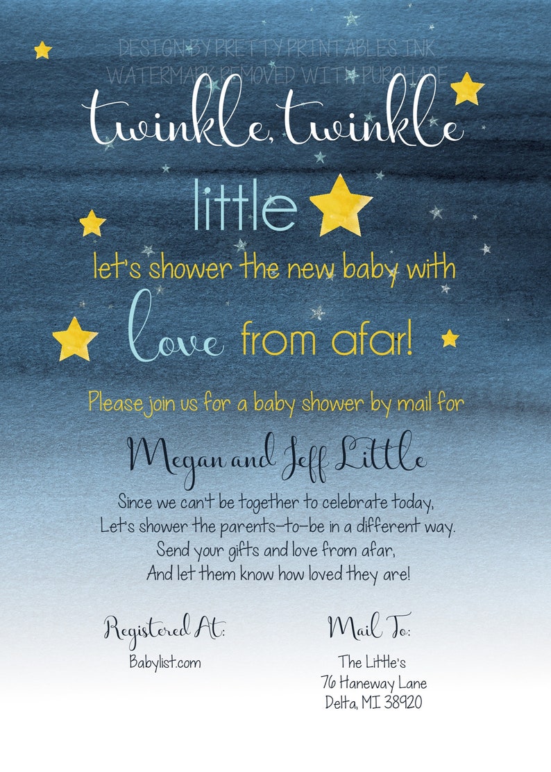 Baby Shower By Mail Invitation Printable, Long Distance Shower Invitation, Showered from Afar Invite, Military Baby Shower Invite image 2