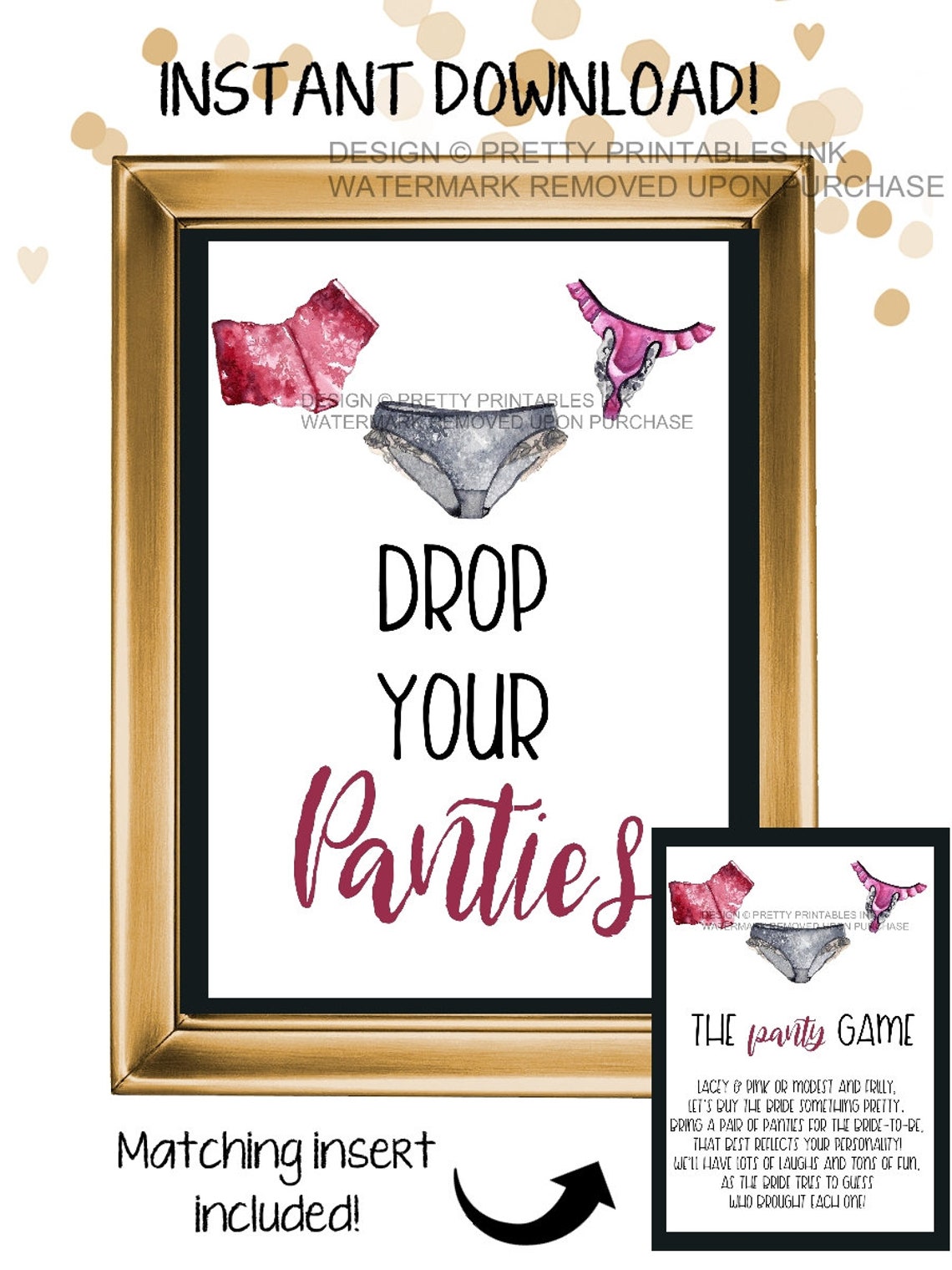 Instant download drop your panties sign and insert drop your | Etsy