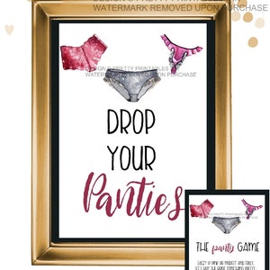 Lingerie Shower Drop Your Panties Sign and Insert, Drop Your Panties Game, Panty Game Printable, Lingerie Party Game, Lingerie Shower Game image 1