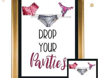 Lingerie Shower Drop Your Panties Sign and Insert, Drop Your Panties Game, Panty Game Printable,  Lingerie Party Game, Lingerie Shower Game