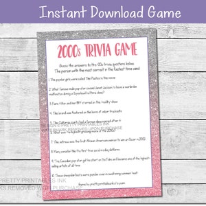 2000s Trivia Game | Girls Night In Game | &#39;00s Trivia Game Printable | Ladies Night Game | Virtual Girls Night in Game | Fun Trivia Game