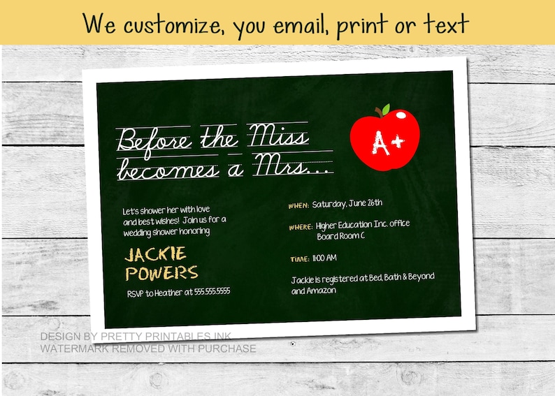 Teacher Bridal Shower Invitation / Classroom Shower Etsy