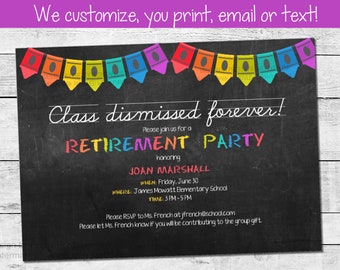 Printable teacher retirement party invitation, virtual teacher retirement, school's out invite, principal retirement, school retirement