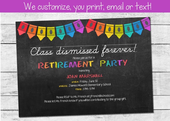 Printable teacher retirement party invitation | Virtual teacher retirement | school's out invite | principal retirement | school retirement Il_570xn