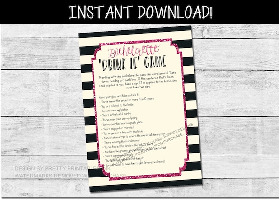 Printable bachelorette game/ bachelorette drinking game / bachelorette party game / drink if game / hen party game / virtual bach game Il_570xn