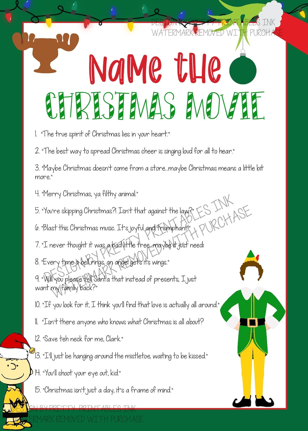 Christmas Movie Game, Christmas Party Game, Christmas Movie Quotes Game