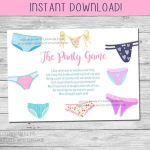 Panty Game Card, Drop Your Panties Sign, Kate Bridal Shower Games, Floral  Bachelorette Party Game, Printable Lingerie Shower Underwear Game 