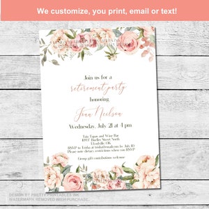 Retirement Party Invitation | Personalized Retirement Invitation | Virtual Retirement Party Invitation | Flower Retirement Invitation