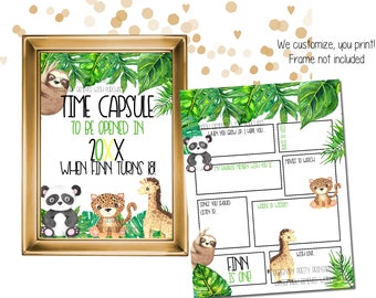 Wild One Birthday Time Capsule Printable: Safari Jungle Theme (Customizable PDF)