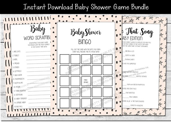 Baby Shower Game Bundle | Printable Baby Shower Games | Girl Baby Shower Games | Modern Baby Shower Games | Baby Bingo | Baby Word Scramble Il_570xn