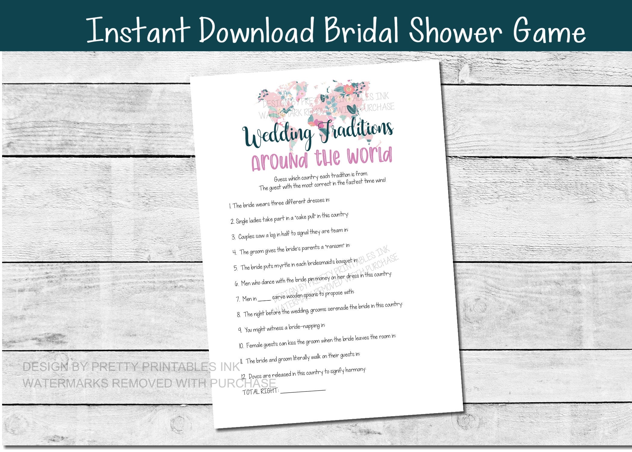 Printable Bridal Shower Game Wedding Traditions Bridal Shower Etsy Canada