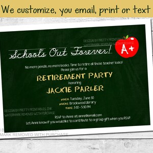 Teacher Retirement Party Invitation Printable | School Retirement Invite | Virtual Teacher Retirement Invite | Principal Retirement Invite