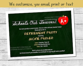 Teacher Retirement Party Invitation Printable | School Retirement Invite | Virtual Teacher Retirement Invite | Principal Retirement Invite