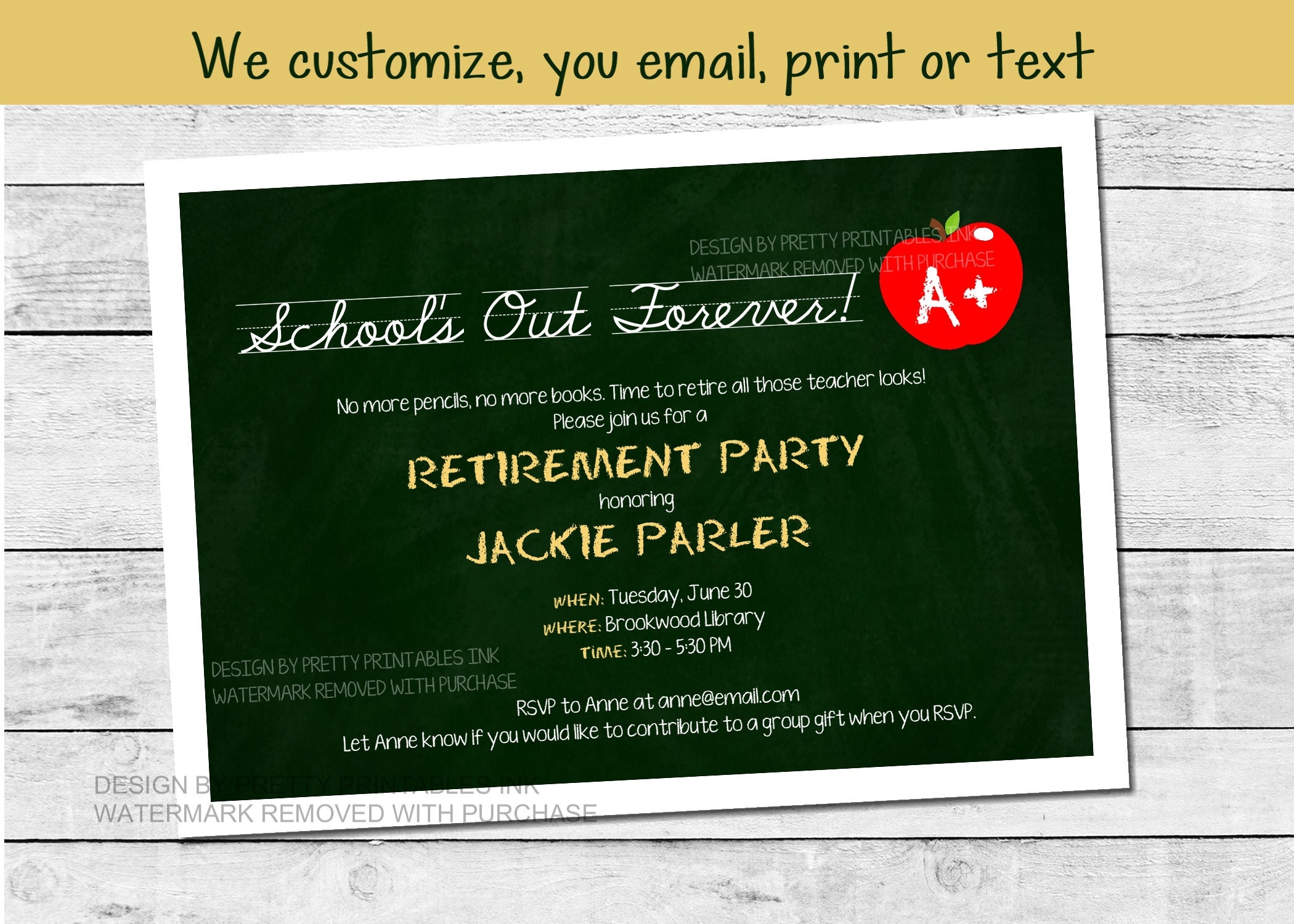 Teacher Retirement Party Invitation Printable School - Etsy Canada