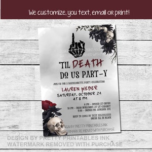 Til Death Do Us Party Bachelorette Einladung | Gothic Junggesellinnenabschied Einladung | Braut oder sterben einladen | RIP Single Life Bachelorette Einladen