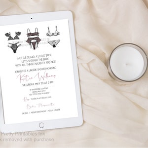 Lingerie Shower Invitation Printable Lingerie Party Invitation Naughty and Nice Lingerie Shower Invite Classy Lingerie Shower Invite image 4