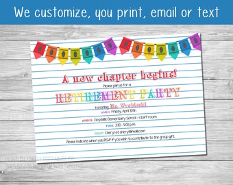 Teacher Retirement Party Invitation, School Retirement Invitation, Classroom Retirement Party Invitation, Principal Retirement Invitation