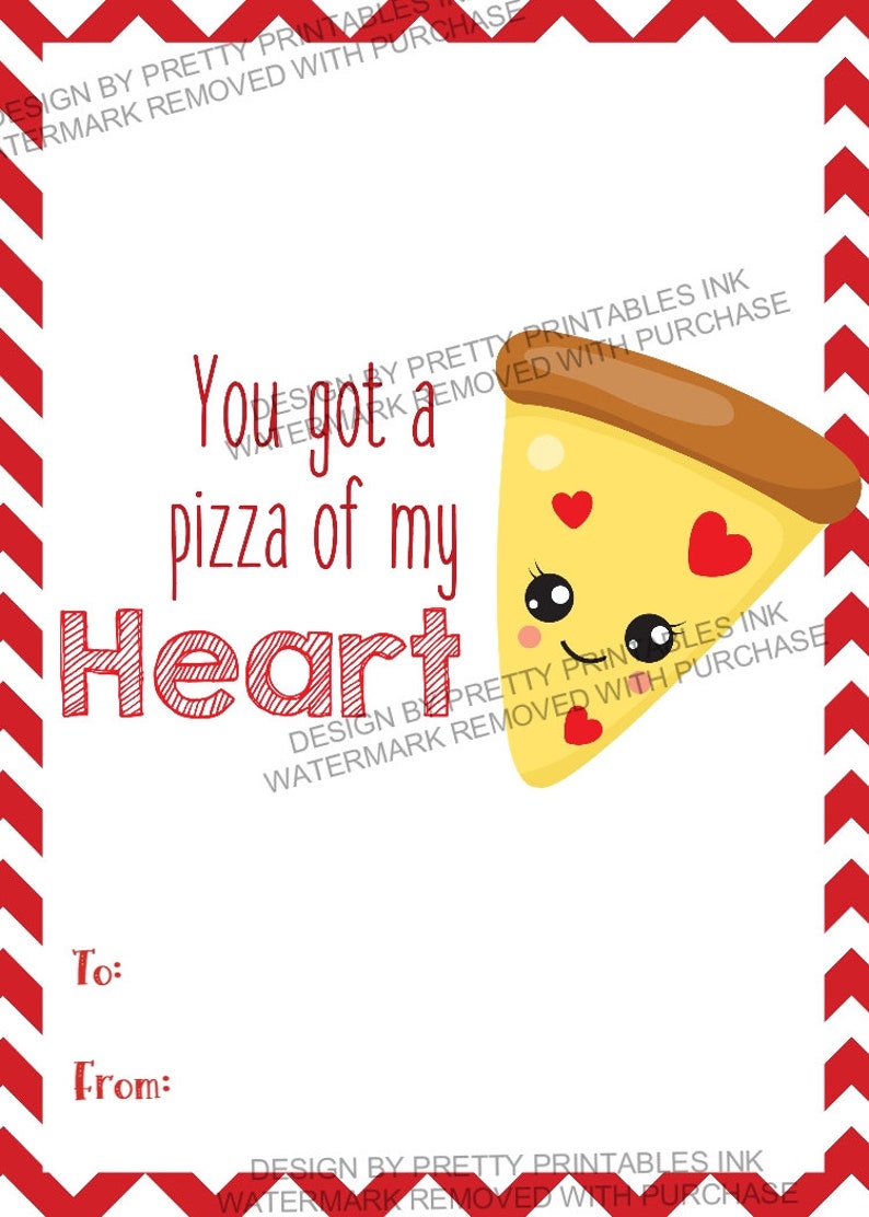 Printable Food Valentine Cards | Kids Valentines Cards| Classroom ...