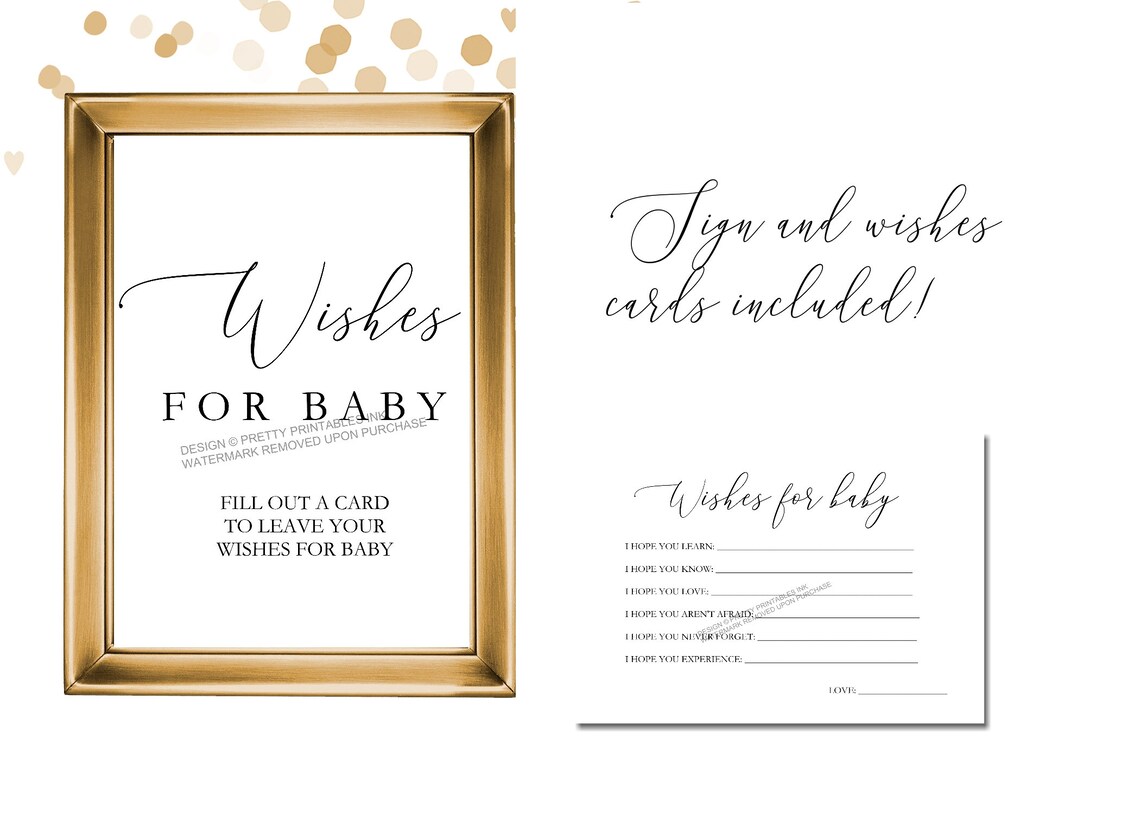 Printable Wishes for Baby Card and Sign Baby Wishes Card | Etsy