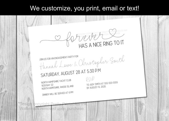 Printable Engagement Party Invitation, Virtual Engagement Party Invite, Forever Has A Nice Ring to It Invite, Modern Engagement Party Invite Il_570xn
