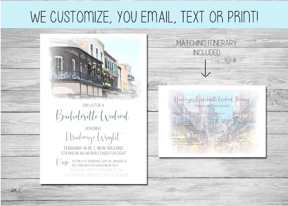 New Orleans Bachelorette Invitation with Itinerary | NOLA Bachelorette Party Invitation Printable | NOLA Bachelorette Weekend Invitation Il_570xn
