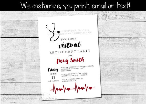 Doctor Retirement Party Invitation | Medical Retirement Invitation | Nurse Retirement Invitation | Virtual Retirement Party Invitation Il_570xn