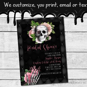 Halloween bridal shower invitation printable, Til Death Do Us Part Bridal Invitation, Gothic Bridal Shower, Skelton Bridal Shower Invitation