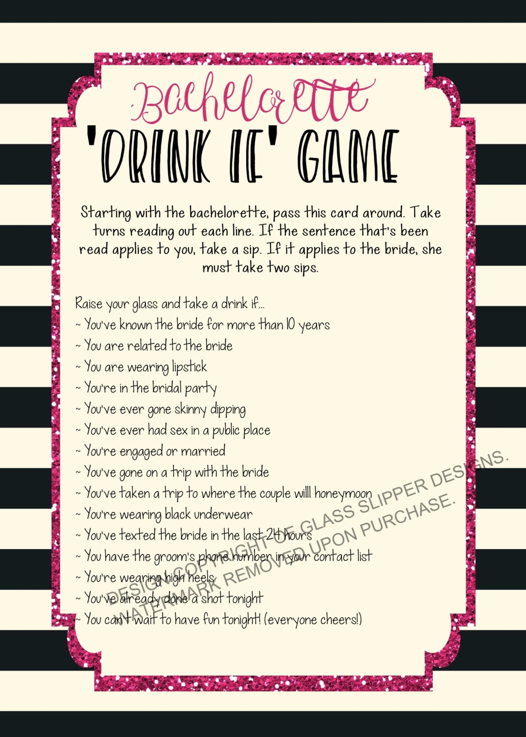 Printable bachelorette game/ bachelorette drinking game / Etsy