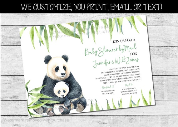 Shower by Mail Invitation | Baby Shower by Mail Invite | Long Distance Baby Shower Invite | Panda Baby Shower Invitation | Gender Neutral Il_570xn