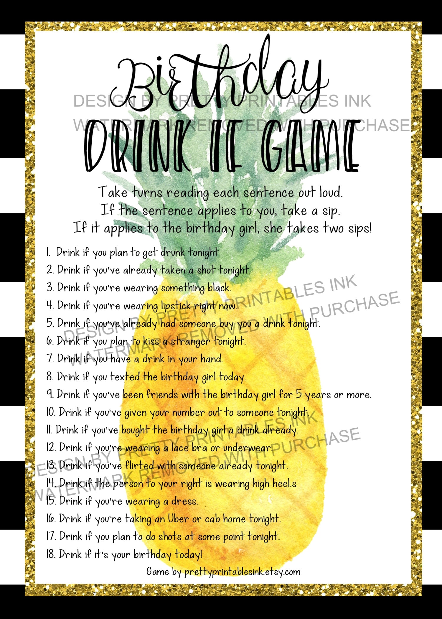 birthday drink if game printable adult birthday game 21st etsy