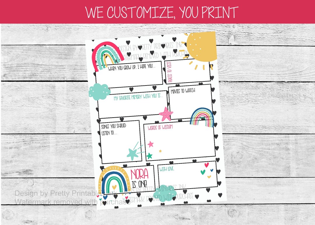 First Birthday Time Capsule Printable | 1st Birthday Time Capsule | Rainbow Birthday Capsule ...