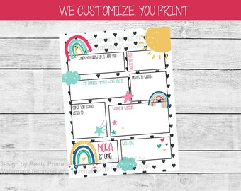 First Birthday Time Capsule Printable | 1st Birthday Time Capsule | Rainbow Birthday Capsule | Girl Birthday Time Capsule | Mod Rainbow Bday