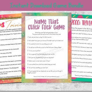 Girls Night Games Printable, Girls Night In Games Bundle, Female Birthday Games, Games for Woman&#39;s Birthday,  90s Game, Y2K Party Game