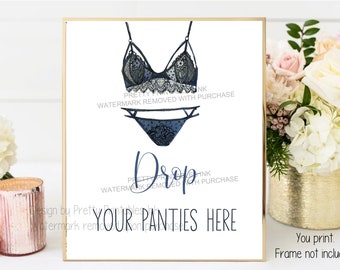 Lingerie Shower Sign Printable | Drop Your Panties Sign Instant Download | Panty Game Sign | Lingerie Party Sign | Bridal Shower Decor