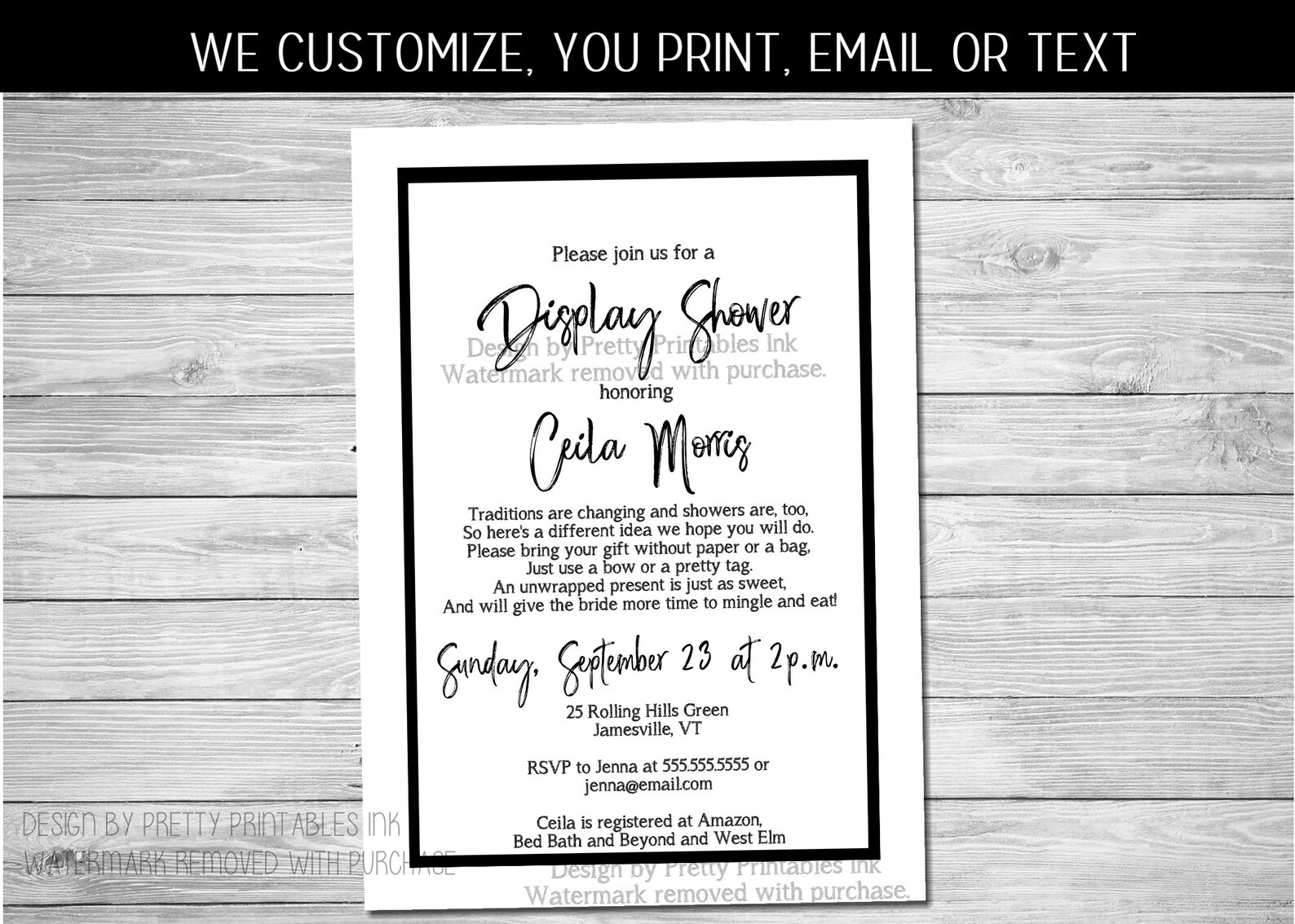 Display Bridal Shower Invitation Unwrapped Gifts Bridal Etsy