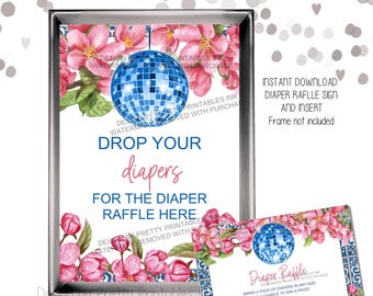 Bord en kaart voor Mama Mia babyshower luierloterij (pdf, digitale download)