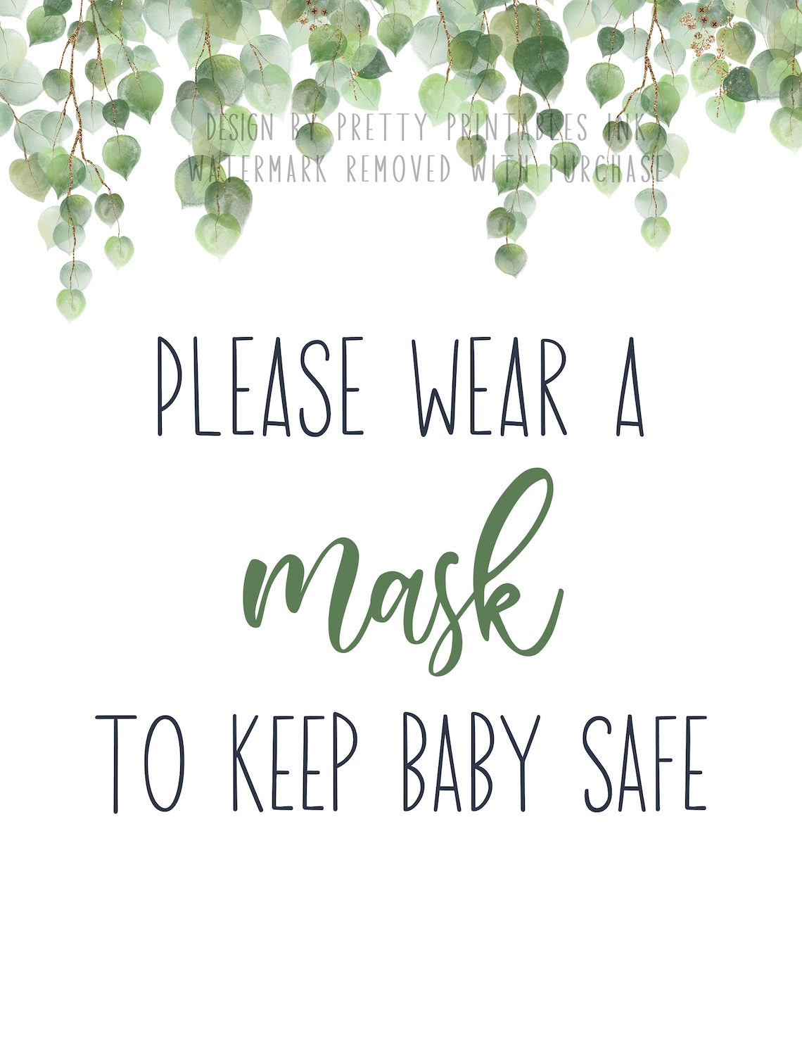 Wear a Mask Sign Please Wear a Mask Sign Baby Shower Mask Etsy