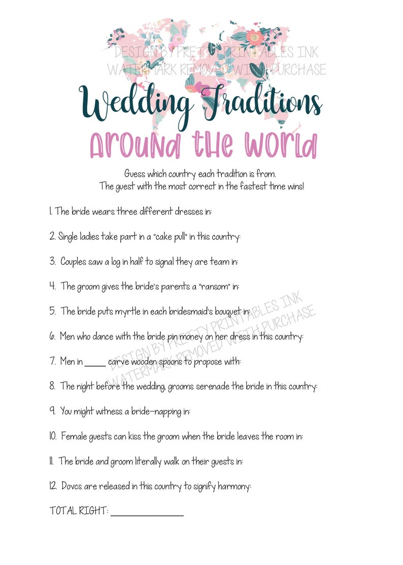 Printable Bridal Shower Game Wedding Traditions Bridal Shower Etsy