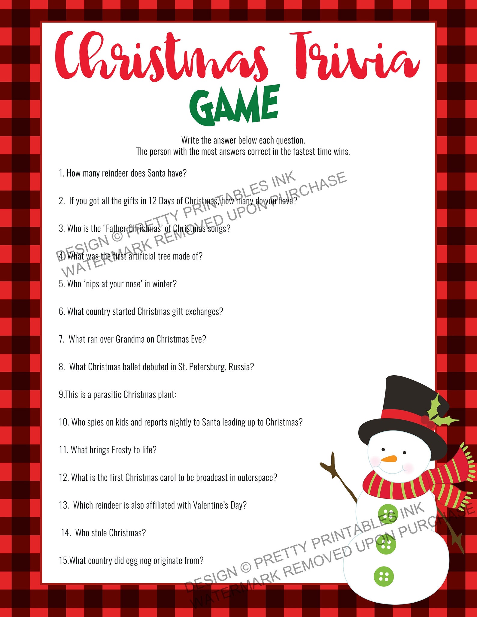 Printable Christmas Games Instant Download Christmas Games - Etsy
