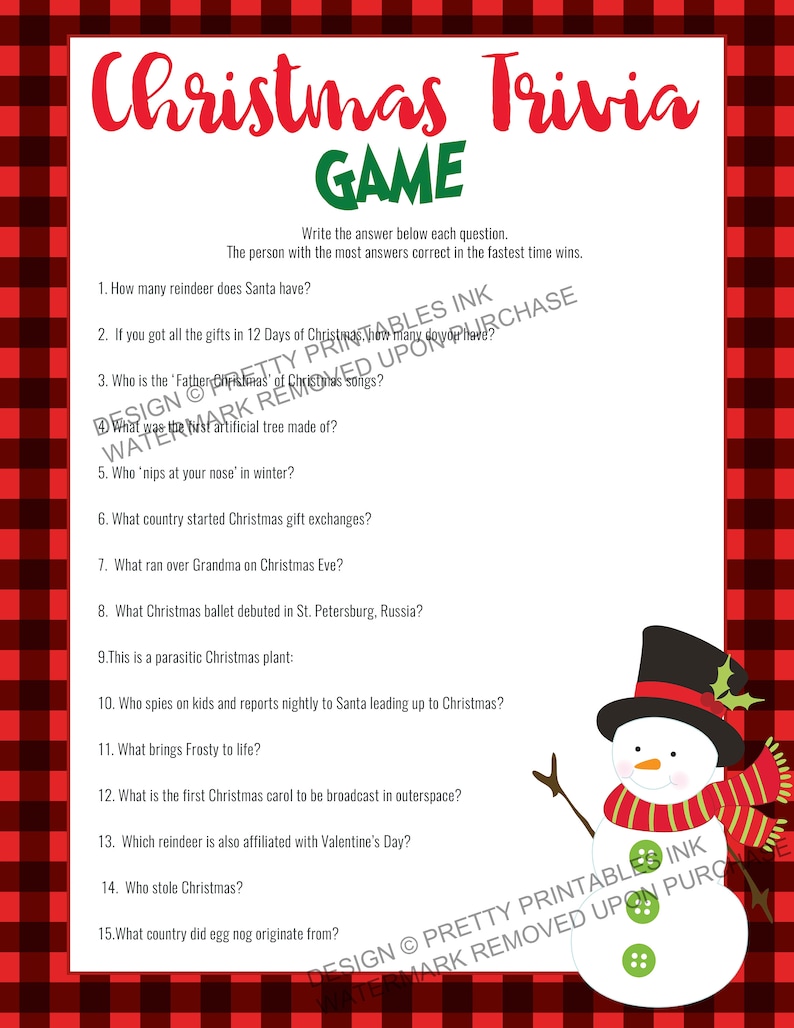 Printable Christmas Games Instant Download Christmas Games Etsy