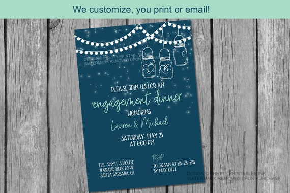 Engagement dinner invitation (printable), rustic engagement invitation, engagement party invite Il_570xn