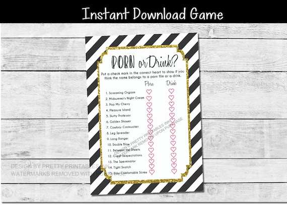 Porn or Drink Game Printable | Printable Bachelorette Party Game | Hen Party Game | Fun Game for Bachelorette Party Il_570xn